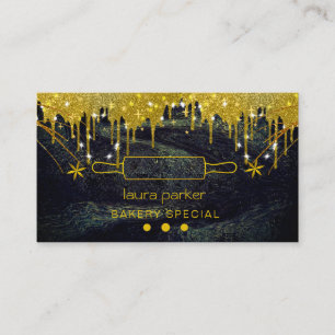 Rolling Pin Bakery Pastry Catering Dripping Gold Business Card