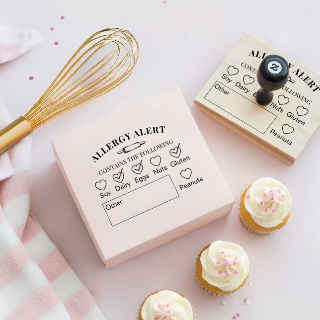 Rolling Pin Bakery Shop Allergy Alert Food Safety Rubber Stamp (Rolling Pin Bakery Shop Allergy Alert Food Safety Rubber Stamp)