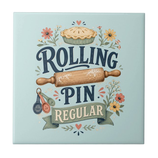 Rolling Pin Regular Cottage Baker Ceramic Tile (Front)