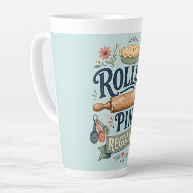 Rolling Pin Regular Cottage Baker Latte Mug (Left Angle)