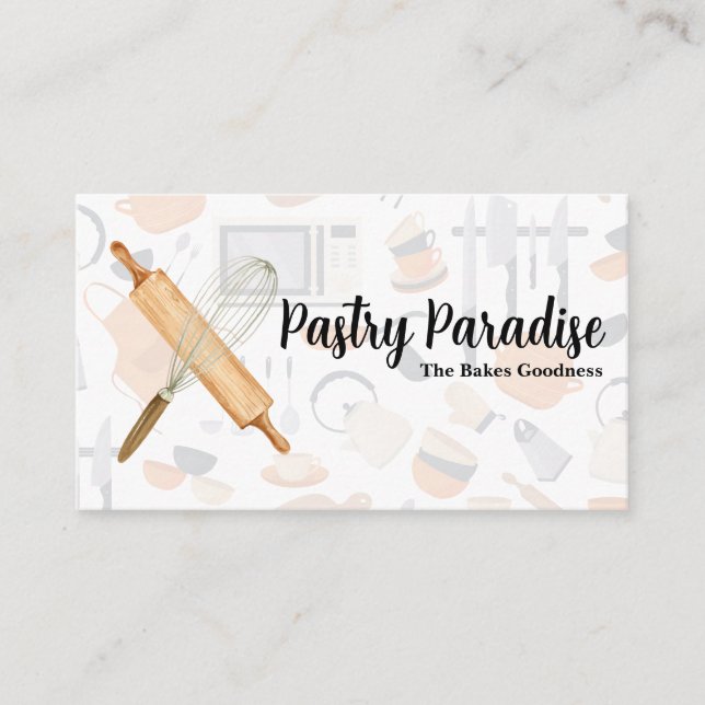 Rolling Pin Whisk | Baking Business Card (Front)