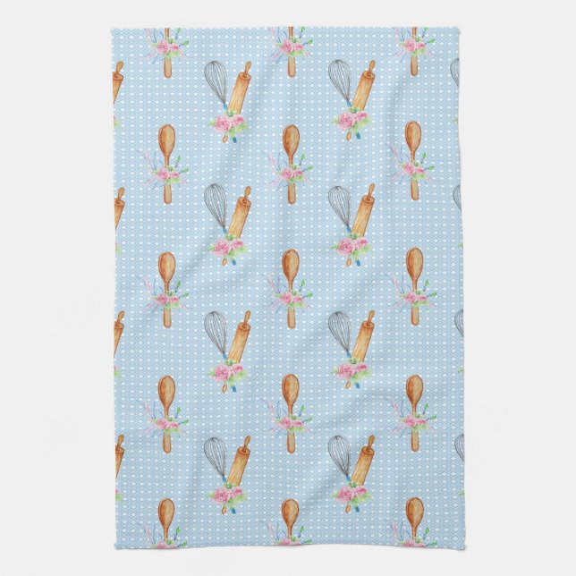 Rolling Pin, Whisk, Spoon Tea Towel (Vertical)