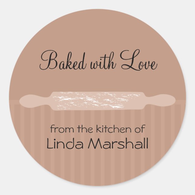 Rolling Pin with Flour from the Kitchen of Classic Round Sticker (Front)
