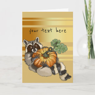 Rolling Racoon Pumpkin Bandit Holiday Card