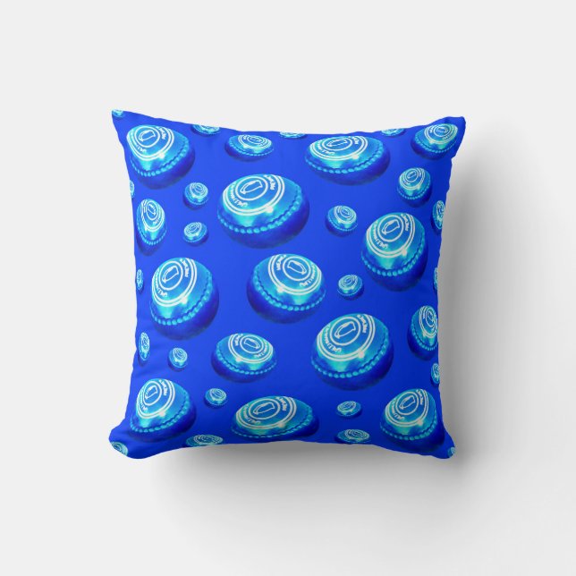 Rolling Rhythm: Blue Lawn Bowls Pattern in Oils  Cushion (Front)