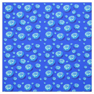 Rolling Rhythm: Blue Lawn Bowls Pattern in Oils  Fabric
