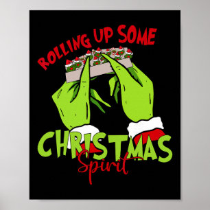 Rolling Up Some Christmas Spirit Xmas Santa Pajama Poster