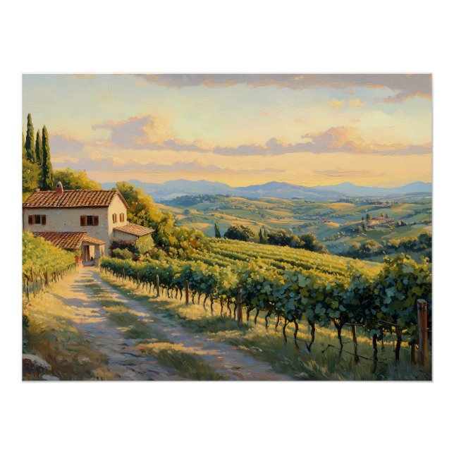 Rolling Vineyard in Tuscany Poster (Front)