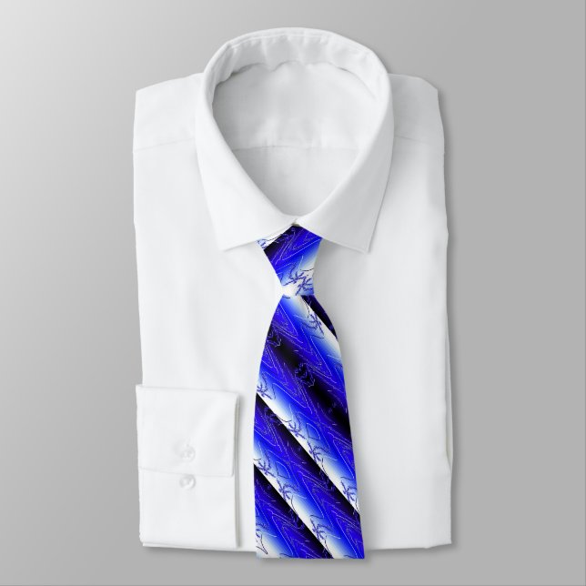 Rolling waves blue stripe trendy elegant tie (Tied)