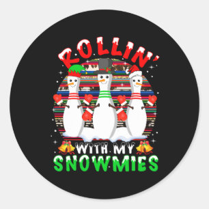 Rolling With My Funnylovers Christmas Xmas Snowmie Classic Round Sticker