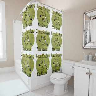 Rolling with the Punches: Lawn Bowlers Do It Green Shower Curtain