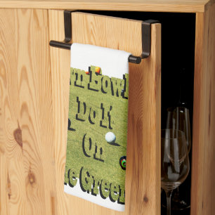 Rolling with the Punches: Lawn Bowlers Do It Green Tea Towel