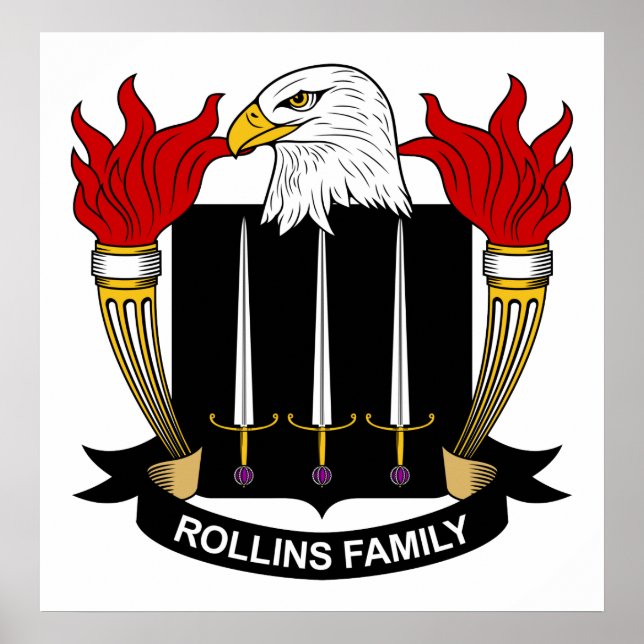 Rollins Family Crest Poster (Front)