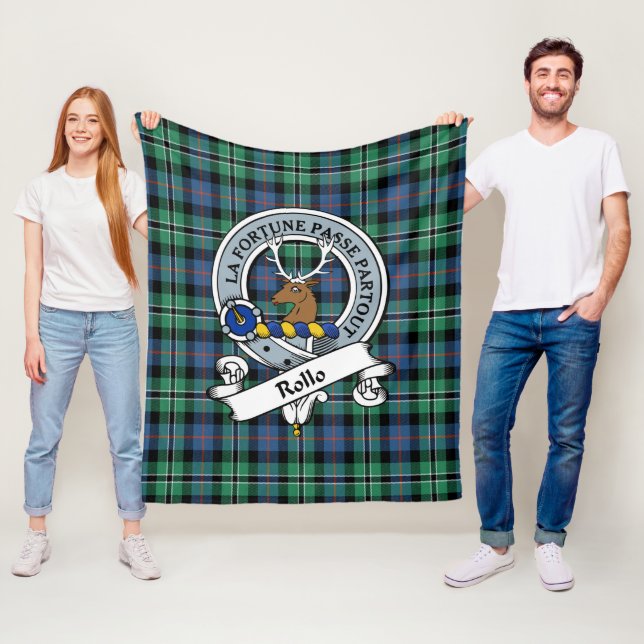 Rollo Clan Badge Tartan Plaid Fleece Blanket (In Situ)