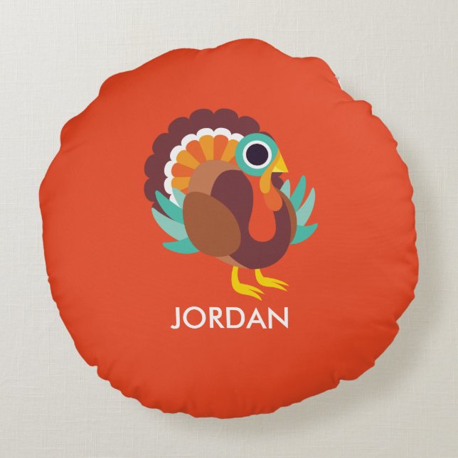 Rollo the Turkey Round Cushion (Back)