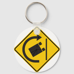 Rollover Hazard Highway Sign Key Ring