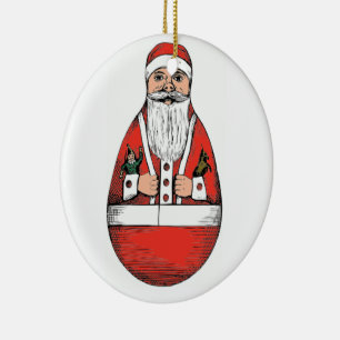 Rolly polly Santa Claus Ceramic Ornament