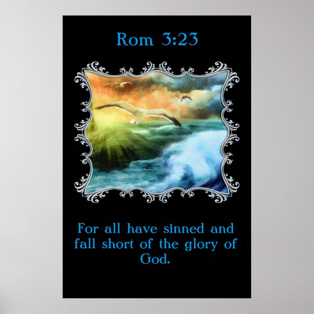 Rom 3:23 With seagulls flying over the open sea Poster (Front)