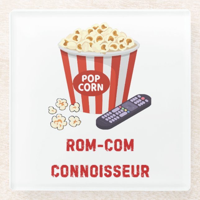 Rom-Com Connossieur Glass Coaster (Front)