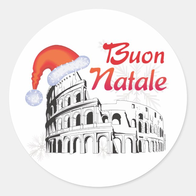 Roma Buon Natale Classic Round Sticker (Front)