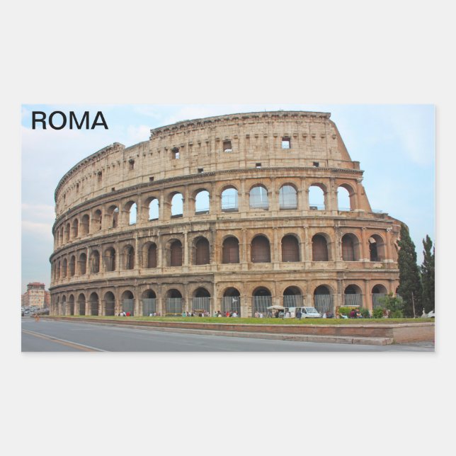 Roma coliseum rectangular sticker (Front)