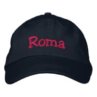 Roma Embroidered Baseball Cap Navy Hot Pink