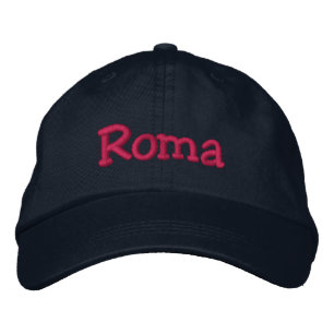 Roma Embroidered Baseball Cap Navy Hot Pink