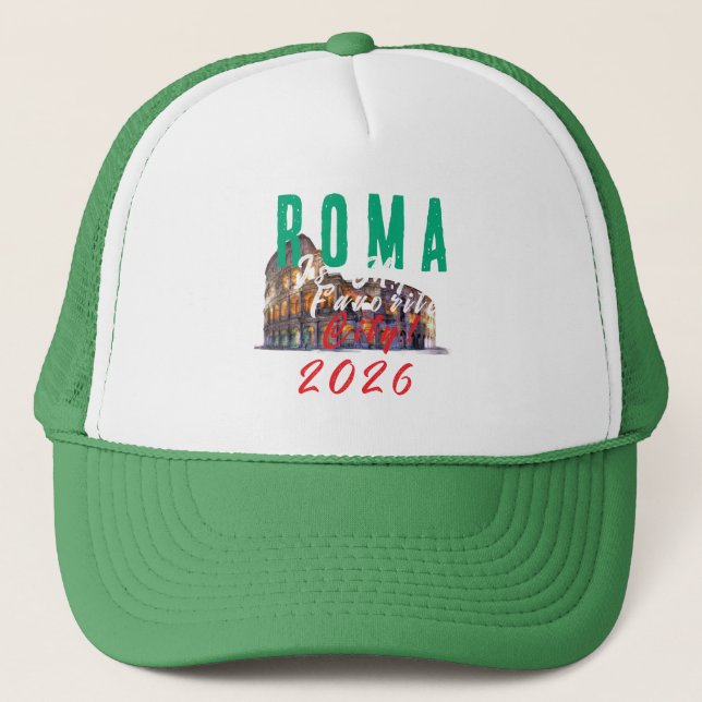 Roma Is My Favourite City Trucker Hat (Front)
