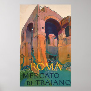 Roma Mercato Di Traiano, Old Ruins, Italy Travel Poster