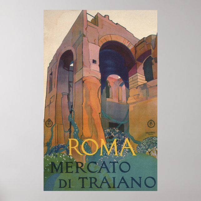 Roma Mercato Di Traiano, Old Ruins, Italy Travel Poster (Front)