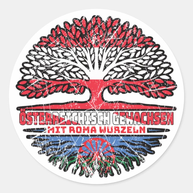 Roma Romani Österreichisch Österreich Baum Wurzel Classic Round Sticker (Front)