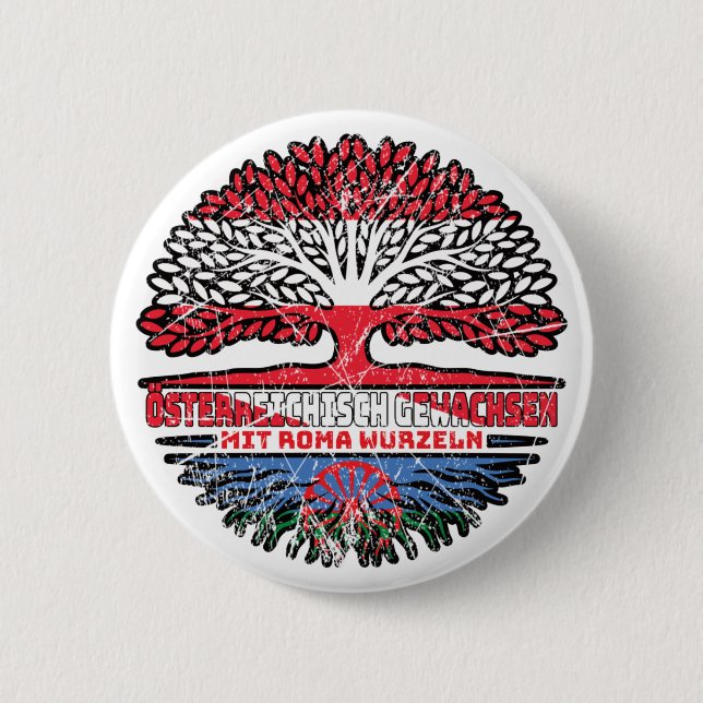 Roma Romani Österreichische Baum Wurzel 6 Cm Round Badge (Front)