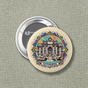 Roma Whispering Fountain 6 Cm Round Badge