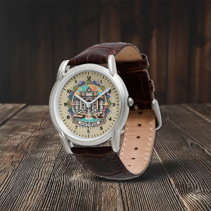 Roma Whispering Fountain Classic Brown Leather  Watch