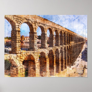 Roman Aqueduct, Segovia. Spain Poster