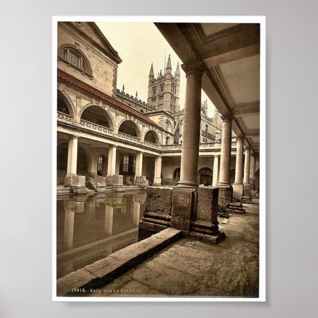 Roman Baths and Abbey, III, Bath, England classic Poster (Front)