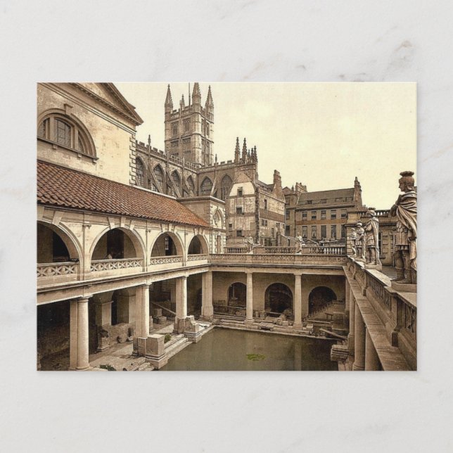 Roman Baths and Abbey, IV, Bath, England classic P Postcard (Front)