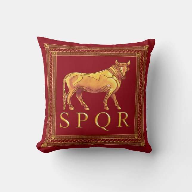 Roman Bull Throw Pillow (Front)