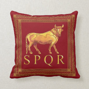 Roman Bull Throw Pillow