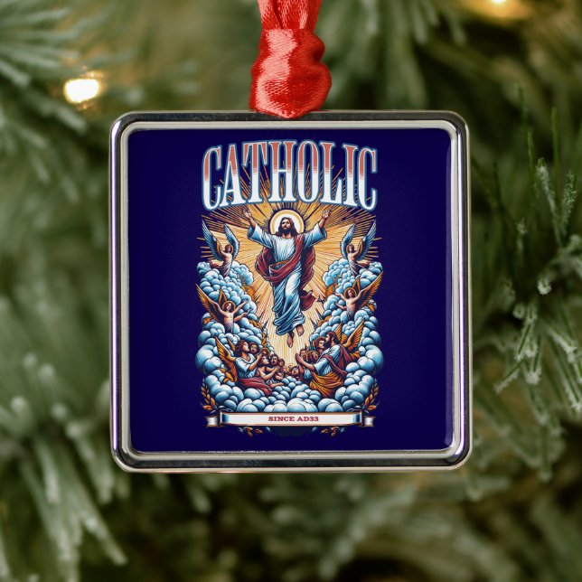 Roman Catholic Church Since AD33 Jesus Christ Metal Ornament (Tree)