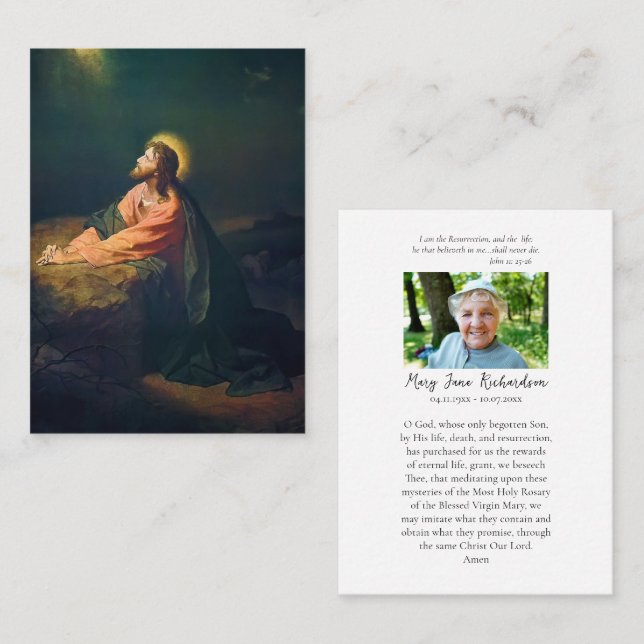 Roman Catholic Funeral / Memorial Prayer Card (Front/Back)
