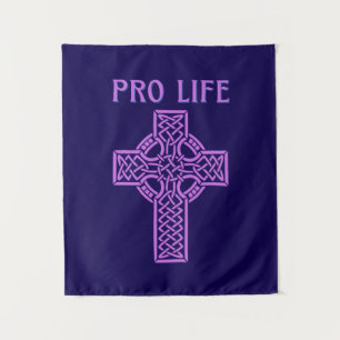 Roman Catholic Pro-Life Cross Wall Tapestry
