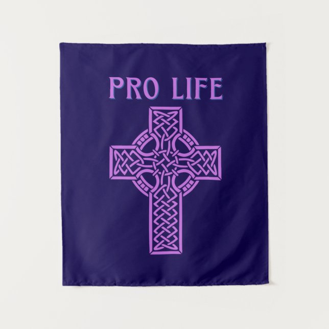 Roman Catholic Pro-Life Cross Wall Tapestry (Front)