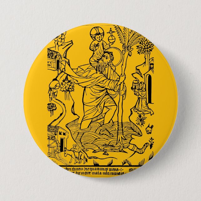 Roman Catholic Saint Christopher  7.5 Cm Round Badge (Front)