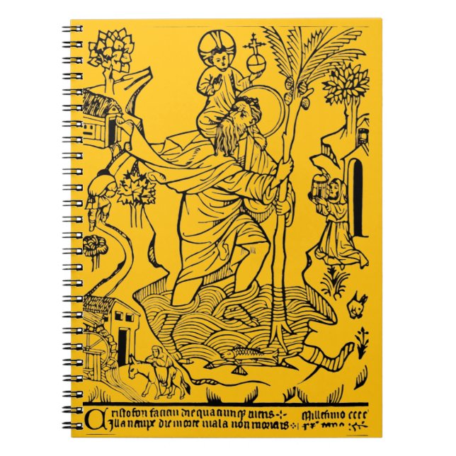 Roman Catholic Saint Christopher Devotional Art Notebook (Front)