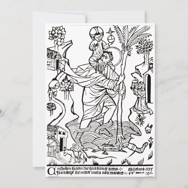 Roman Catholic Saint Christopher Devotional Art Save The Date (Front)