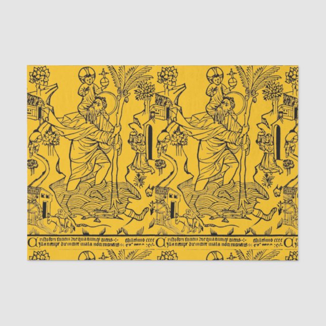 Roman Catholic Saint Christopher Devotional Art Tissue Paper (Front)