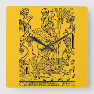 Roman Catholic Saint Christopher Square Wall Clock