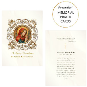 Roman Catholic Virgin Mary Funeral Prayer Card