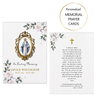Roman Catholic Virgin Mary Funeral Prayer Card